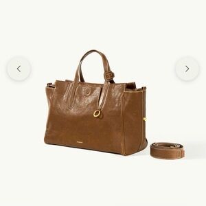 Songmont Small Yore Duffel Bag- Brown Leather Satchel with Detachable Strap
